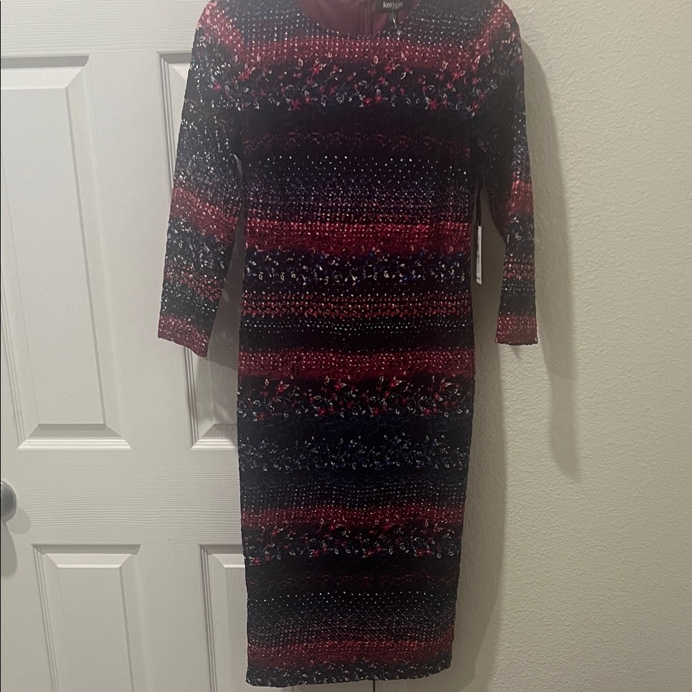 Kensie Multicolor Long Sleeve Lace cocktail Dress
